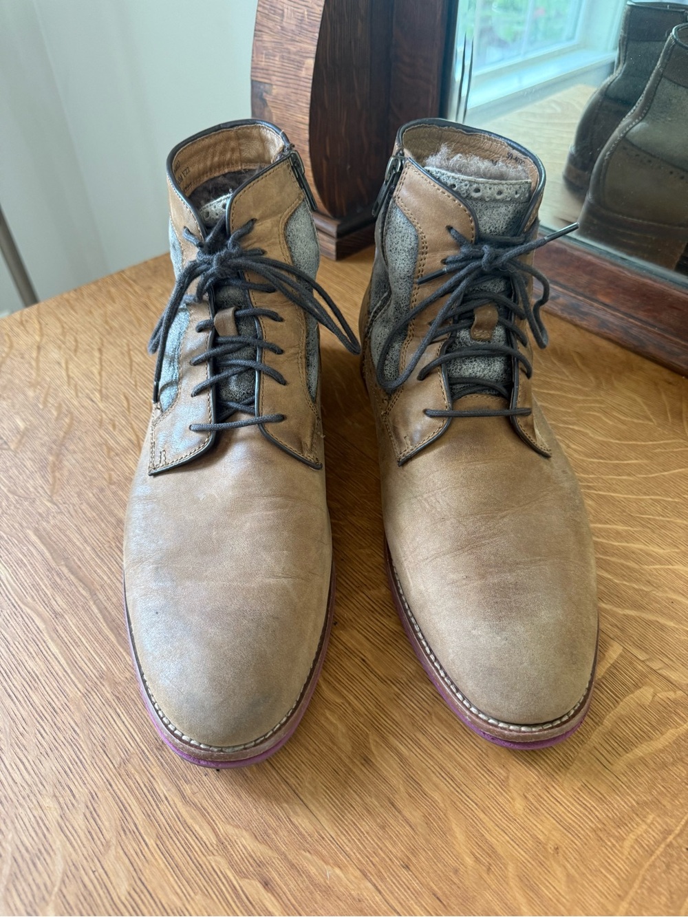 Johnston & Murphy Men's Tan Leather “Warner” oiled Ankle Boots Sz 9.5M